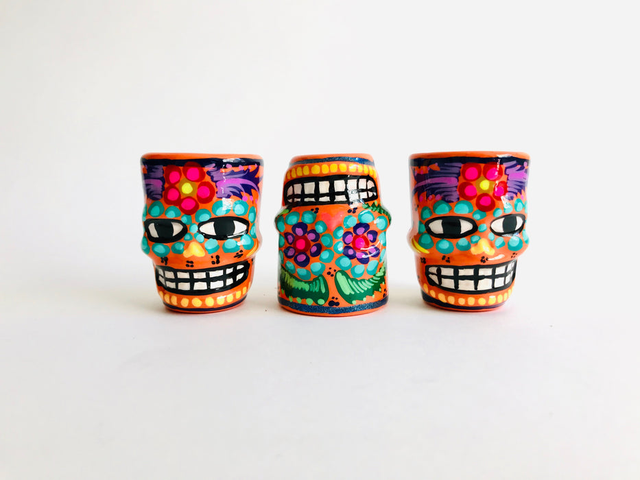 Colorful Hand-Painted and Glazed Calavera Tequila/Mezcal Shot Glass