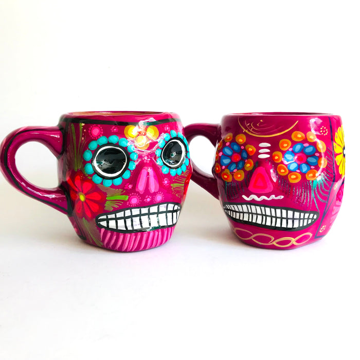 Colorful Hand-Painted and Glazed Calavera Mug