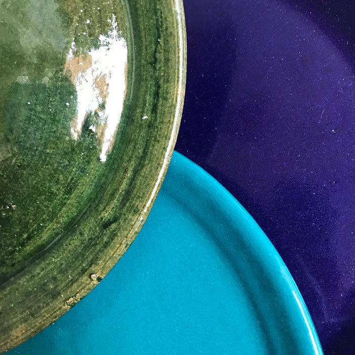 Glazed Clay Plate - Large - Cobalt Blue