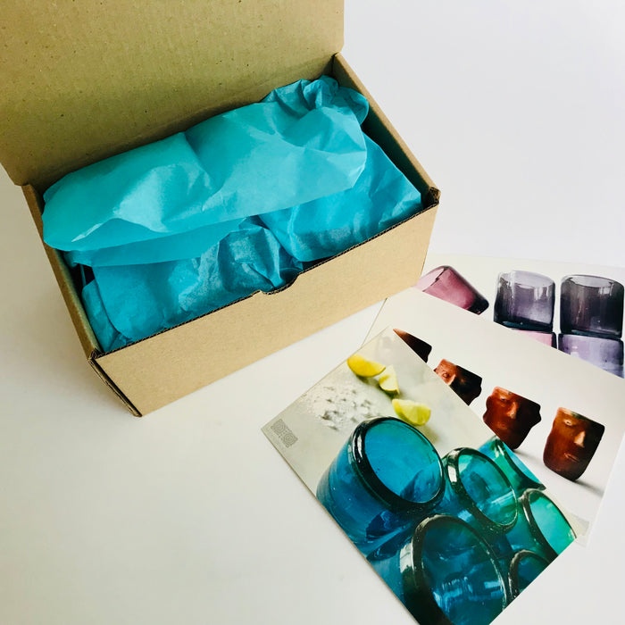 Blown Glass Tequila Shot Glasses with Agave - Pack of 6
