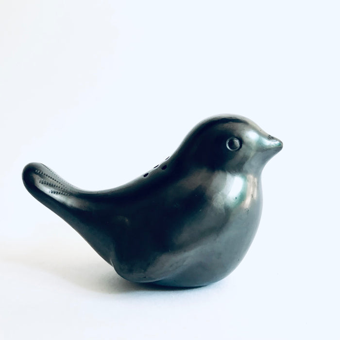 Black Clay Sparrow Shaped Salt and Pepper Shaker Set
