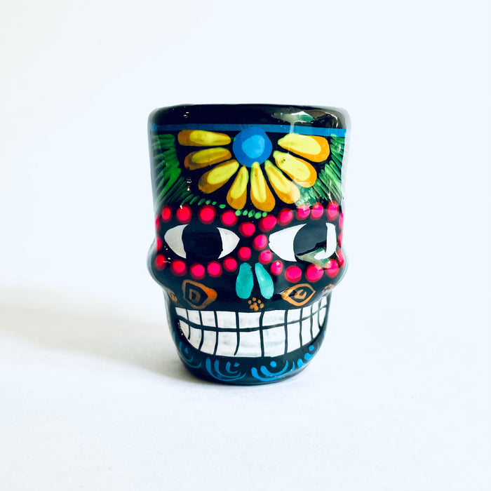 Colorful Hand-Painted and Glazed Calavera Tequila/Mezcal Shot Glass