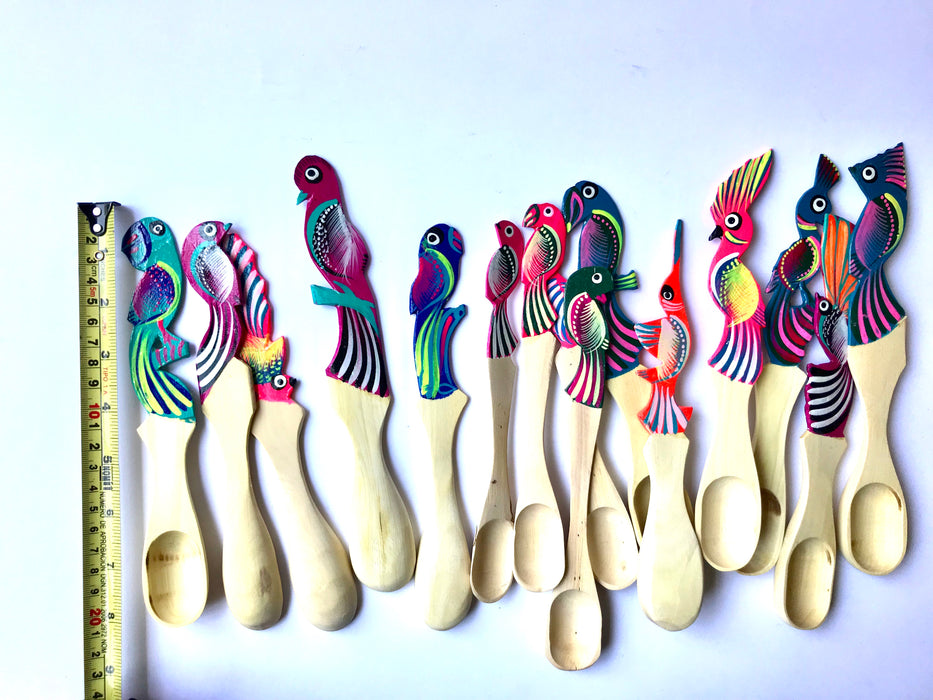 Mexico 1492 - Perfect for serving salsa or mixing drinks. Colorful, hand-painted, with the bird pattern, this basic Oaxacan utensil, so simple in function but so rich in visual effect, enlightens your reunions like no other spoon can.