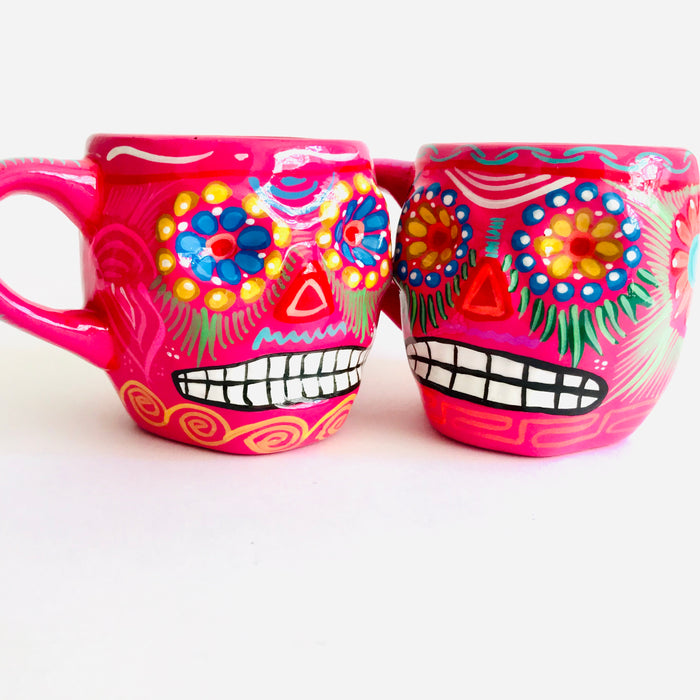 Colorful Hand-Painted and Glazed Calavera Mug