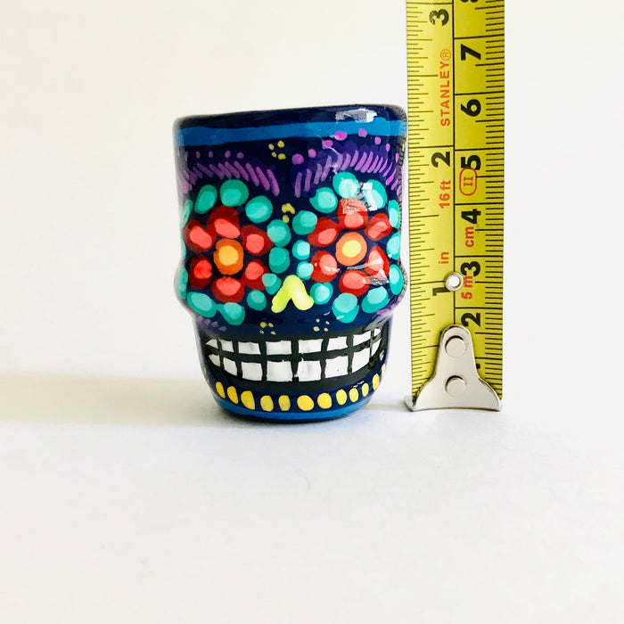 Colorful Hand-Painted and Glazed Calavera Tequila/Mezcal Shot Glass