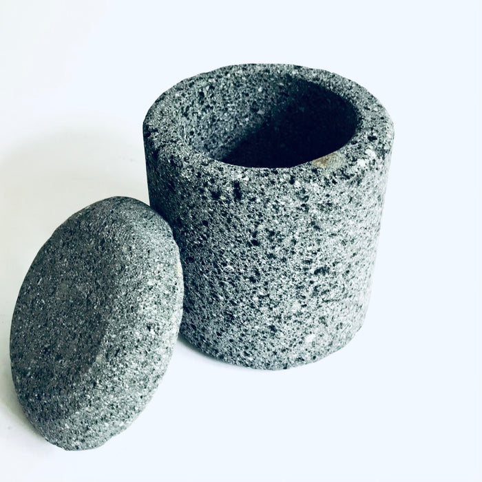 Volcanic Rock Spice Jars with Lids - Set of 3