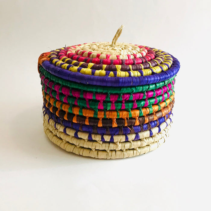 Colorful Palm Fiber Tortillero / Bread Basket