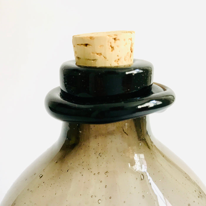 Blown Glass Wasp Catcher Style Tequila / Mezcal Bottle -Smoke