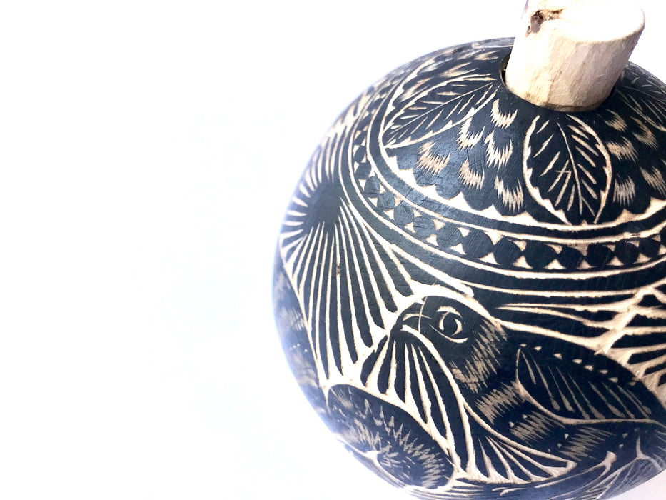 Carved Gourd Mezcal Bottle (Guaje)