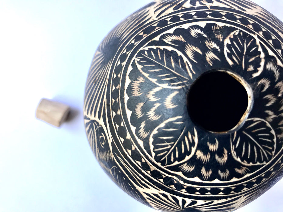 Carved Gourd Mezcal Bottle (Guaje)