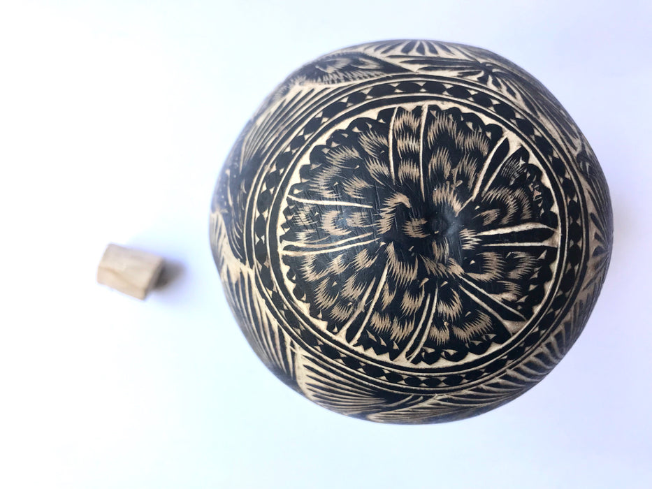 Carved Gourd Mezcal Bottle (Guaje)